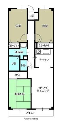 香川県高松市伏石町(賃貸マンション3LDK・3階・70.68㎡)の写真 その2