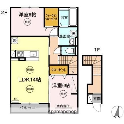 香川県高松市上林町(賃貸アパート2LDK・2階・66.69㎡)の写真 その2