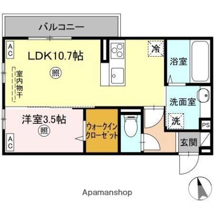 香川県高松市紙町(賃貸アパート1LDK・2階・37.68㎡)の写真 その2