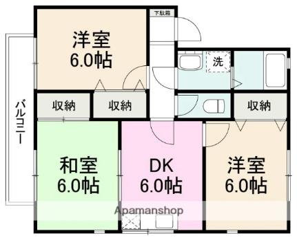 セジュールヤマシタ　Ａ・Ｂ棟 A101｜香川県高松市上天神町(賃貸アパート3DK・1階・54.00㎡)の写真 その2