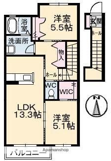 シャーメゾン上林 A202｜香川県高松市上林町(賃貸アパート2LDK・2階・60.87㎡)の写真 その2