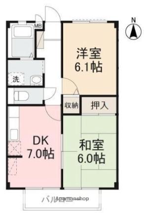 フォブール植原IIＡ・Ｃ C102｜香川県高松市鬼無町是竹(賃貸アパート2DK・1階・44.72㎡)の写真 その2