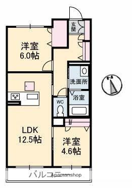 メリーベル 103｜香川県高松市木太町(賃貸マンション2LDK・1階・56.82㎡)の写真 その2