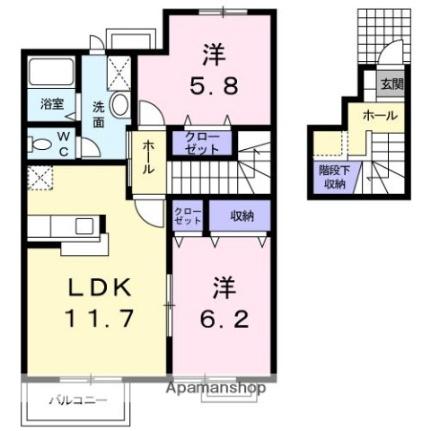 サンライズ新名Ｂ 203｜香川県高松市国分寺町新名(賃貸アパート2LDK・2階・64.43㎡)の写真 その2