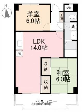 宮崎マンション 102｜香川県高松市今里町２丁目(賃貸マンション2LDK・1階・55.00㎡)の写真 その2