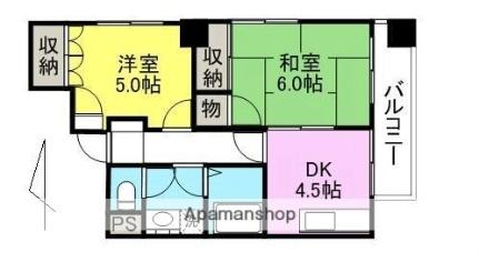 香川県高松市栗林町２丁目(賃貸マンション2DK・3階・43.60㎡)の写真 その2