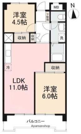 香川県高松市上福岡町(賃貸マンション2LDK・4階・55.00㎡)の写真 その2