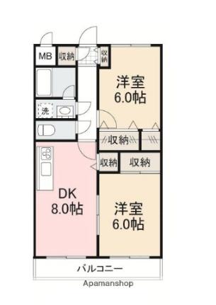 香川県高松市三条町(賃貸マンション2DK・3階・48.22㎡)の写真 その2