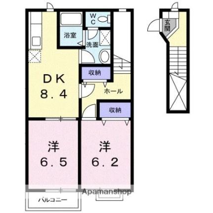 香川県高松市国分寺町新居(賃貸アパート2DK・2階・54.66㎡)の写真 その2