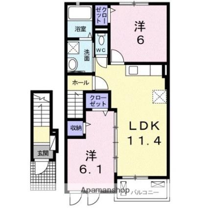 香川県高松市新田町甲（賃貸アパート2LDK・2階・55.35㎡） その2