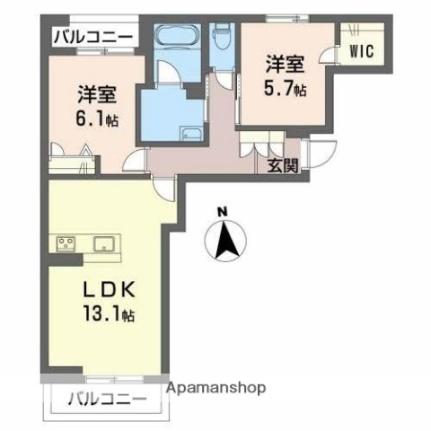 香川県高松市新北町(賃貸マンション2LDK・3階・61.93㎡)の写真 その2