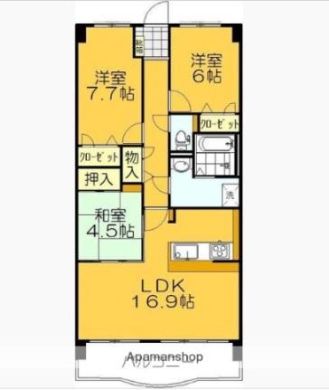 サントノーレ高松中央弐番館 411 ｜ 香川県高松市林町（賃貸マンション3LDK・4階・78.72㎡） その2