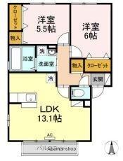 シュトラント国分寺 B201｜香川県高松市国分寺町新居(賃貸アパート2LDK・2階・57.93㎡)の写真 その2