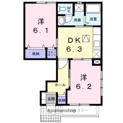 トゥジュールＡ 102｜香川県高松市高松町(賃貸アパート2DK・1階・46.92㎡)の写真 その2