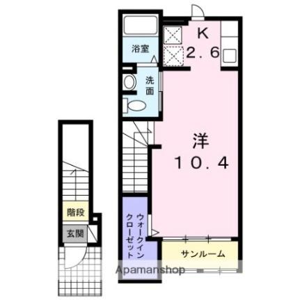 メゾン　ド　フルールII 203｜香川県高松市福岡町３丁目(賃貸アパート1R・2階・37.62㎡)の写真 その2