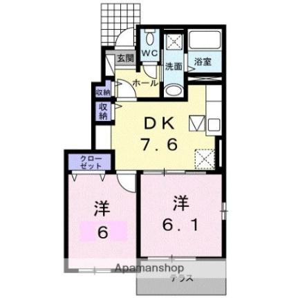 クラール鶴市Ｃ 101｜香川県高松市鶴市町(賃貸アパート2DK・1階・45.89㎡)の写真 その2