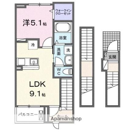 クラール元山駅前Ｂ 302｜香川県高松市元山町(賃貸アパート1LDK・3階・42.20㎡)の写真 その2