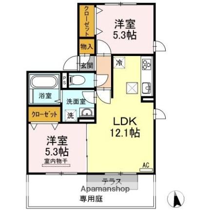 ラフィーネ松島 A101｜香川県高松市松島町３丁目(賃貸アパート2LDK・1階・52.96㎡)の写真 その2