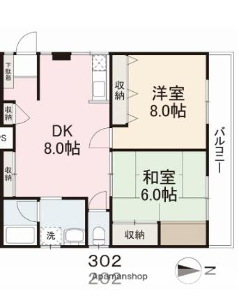 ケントマンション 302｜香川県高松市番町４丁目(賃貸マンション2DK・3階・55.48㎡)の写真 その2