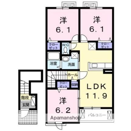 ボルベールII 202 ｜ 香川県高松市六条町（賃貸アパート3LDK・2階・67.91㎡） その2