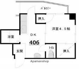 塚本マンション 406｜香川県高松市国分寺町新居(賃貸マンション1DK・4階・25.50㎡)の写真 その2