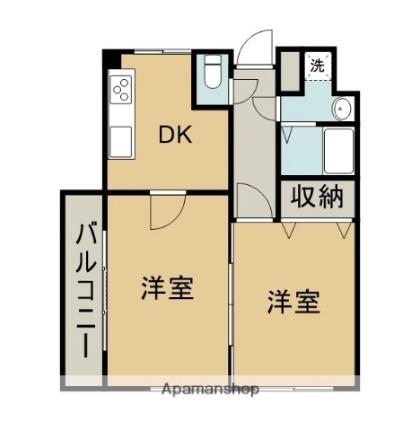 香川県坂出市京町３丁目(賃貸マンション2DK・2階・44.59㎡)の写真 その2