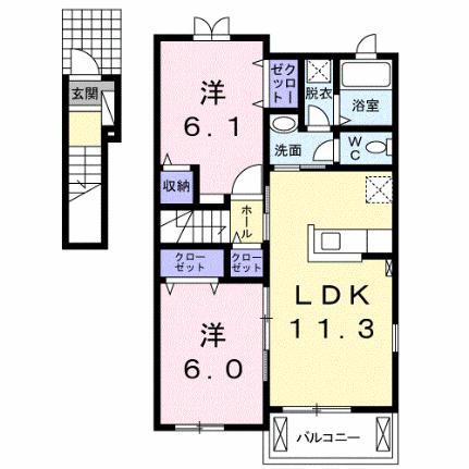 フェリス・バリオＣ 201｜香川県善通寺市金蔵寺町(賃貸アパート2LDK・2階・57.07㎡)の写真 その2