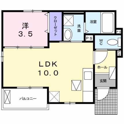 グランデール観音寺Ｂ 101｜香川県観音寺市茂木町１丁目(賃貸アパート1LDK・1階・34.05㎡)の写真 その2