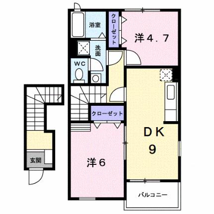 ラ・フェスタＢ 202｜香川県三豊市三野町下高瀬(賃貸アパート2DK・2階・50.14㎡)の写真 その2