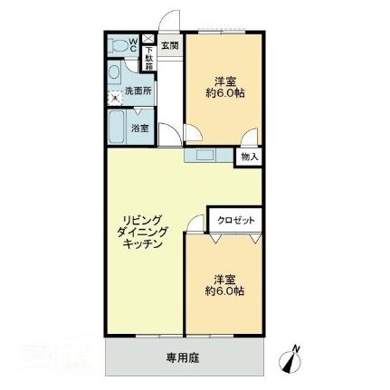 フォブールたかぎ 101｜香川県綾歌郡宇多津町浜九番丁(賃貸アパート2LDK・1階・57.75㎡)の写真 その2