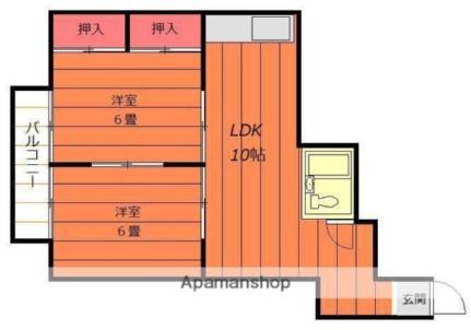 たかおマンション 302｜愛媛県松山市古川西１丁目(賃貸マンション2LDK・3階・42.07㎡)の写真 その2