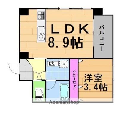 パミドール 502 ｜ 愛媛県松山市雄郡１丁目（賃貸マンション1LDK・5階・32.92㎡） その2