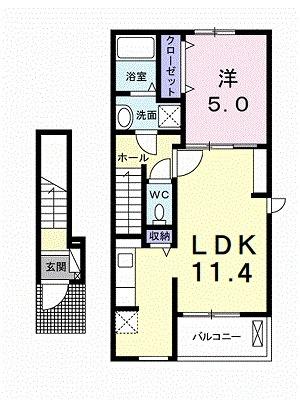 ピュール・ソレイユIII 202 ｜ 愛媛県松山市和泉北３丁目（賃貸アパート1LDK・2階・42.28㎡） その2