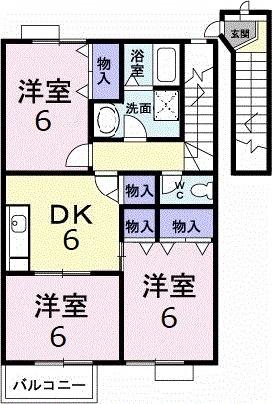 イーストコートＡ 202｜愛媛県松山市東山町(賃貸アパート3DK・2階・60.45㎡)の写真 その2