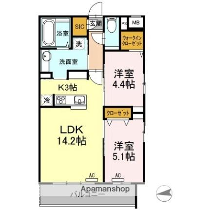 ヴェッセル持田 501 ｜ 愛媛県松山市持田町２丁目（賃貸マンション2LDK・5階・56.32㎡） その2