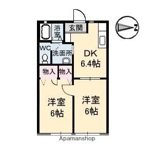 愛媛県松山市南吉田町(賃貸アパート2DK・1階・40.54㎡)の写真 その2