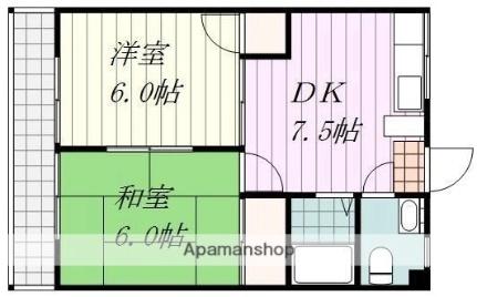 愛媛県松山市立花１丁目(賃貸マンション2DK・4階・38.88㎡)の写真 その2