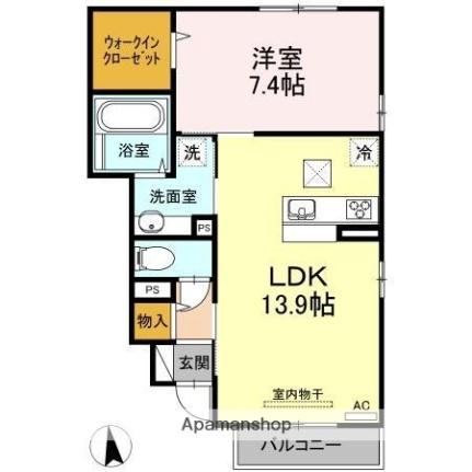 愛媛県松山市山西町（賃貸アパート1LDK・1階・51.57㎡） その2