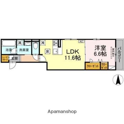 愛媛県松山市西石井１丁目(賃貸アパート1LDK・1階・45.32㎡)の写真 その2