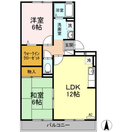 サンシャインハイツ　Ａ棟 ｜愛媛県松山市南江戸２丁目(賃貸アパート2LDK・1階・56.30㎡)の写真 その2