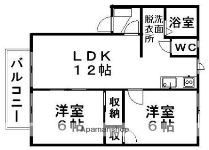 コスモクリア　Ｄ棟 ｜愛媛県松山市南江戸５丁目(賃貸アパート2LDK・2階・51.66㎡)の写真 その2