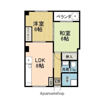 愛媛県松山市道後北代(賃貸マンション2DK・2階・47.60㎡)の写真 その2