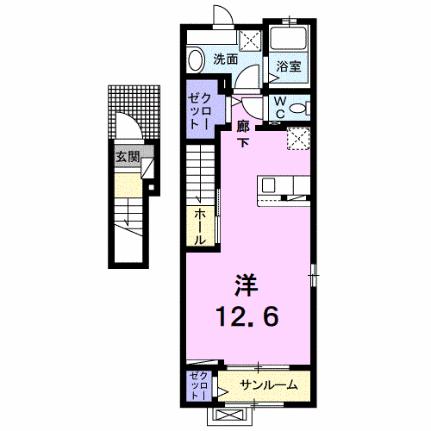 サンローレル 201｜愛媛県東温市見奈良(賃貸アパート1R・2階・40.74㎡)の写真 その2