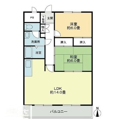 愛媛県東温市志津川(賃貸マンション2LDK・4階・62.70㎡)の写真 その2