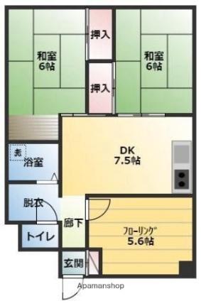 愛媛県松山市古川北２丁目(賃貸マンション3LDK・1階・55.00㎡)の写真 その2