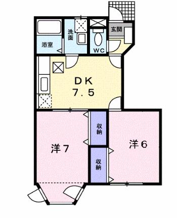 エクセラン　ヴィラ 103｜愛媛県松山市清水町３丁目(賃貸アパート2DK・1階・46.06㎡)の写真 その2