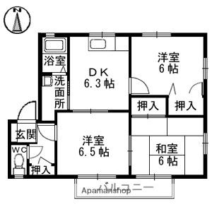 アートウインドウ　Ａ棟 ｜愛媛県松山市久保田町(賃貸アパート3DK・1階・54.99㎡)の写真 その2