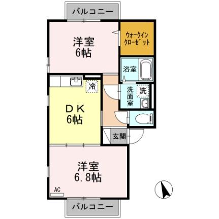 サンライズ　ハイツ　ＭＫ ｜愛媛県松山市朝日ケ丘２丁目(賃貸アパート2DK・2階・45.39㎡)の写真 その2