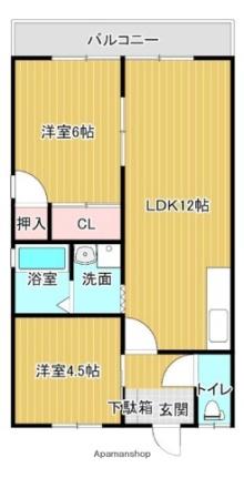 サンビルド山内II ｜愛媛県松山市来住町(賃貸アパート2LDK・2階・49.68㎡)の写真 その2