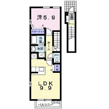 アクア・サイド・ヴィオラＢ 203｜愛媛県新居浜市横水町(賃貸アパート1LDK・2階・41.98㎡)の写真 その2